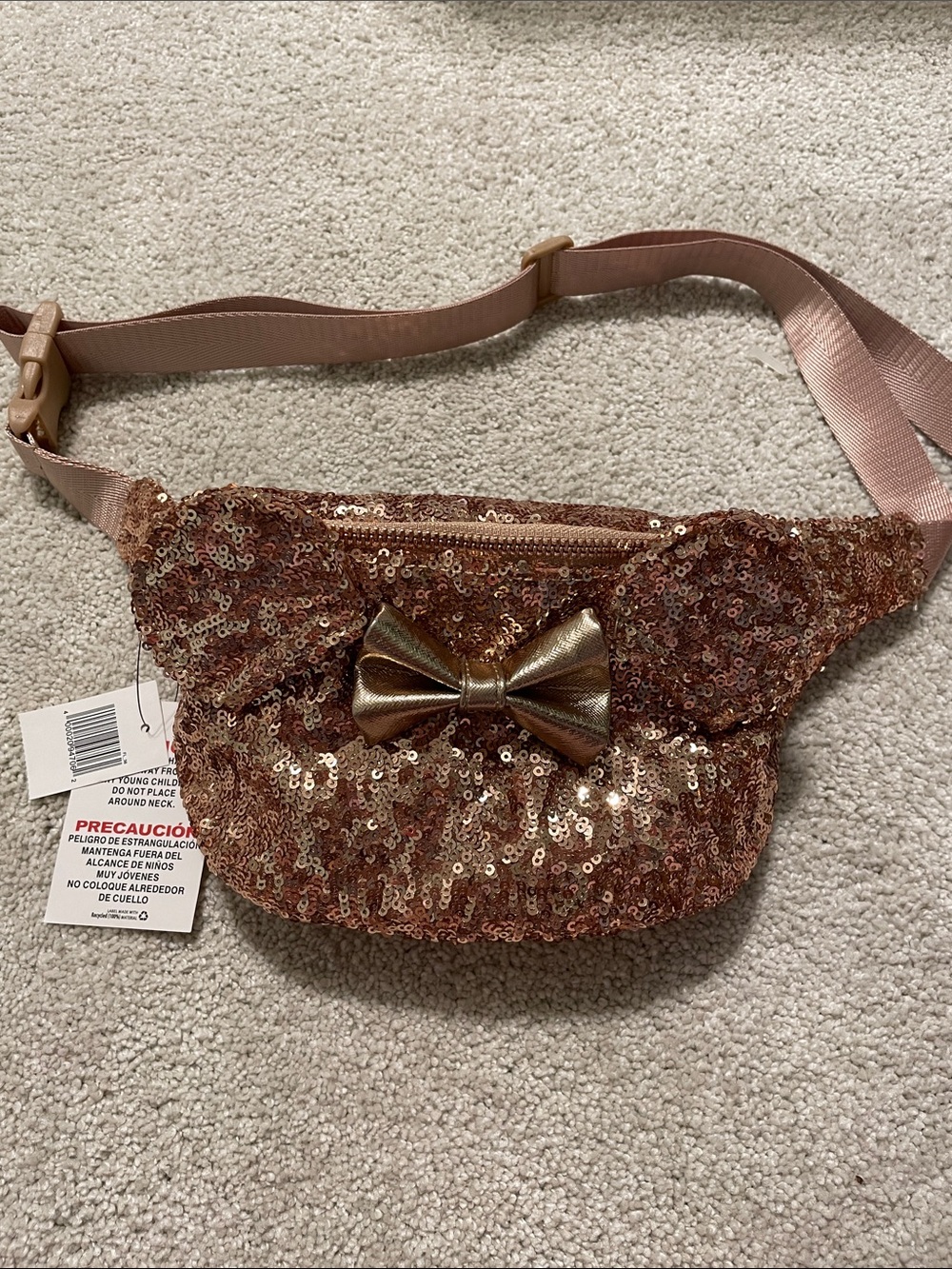Loungefly Disney Parks Minnie Mouse Sequin Hip Pack Rose Gold